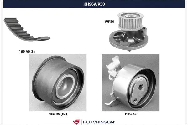 Pompe à eau + kit de courroie crantée HUTCHINSON KH 96WP50