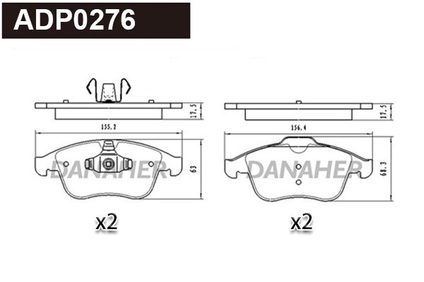 Kit de plaquettes de frein, frein à disque DANAHER ADP0276