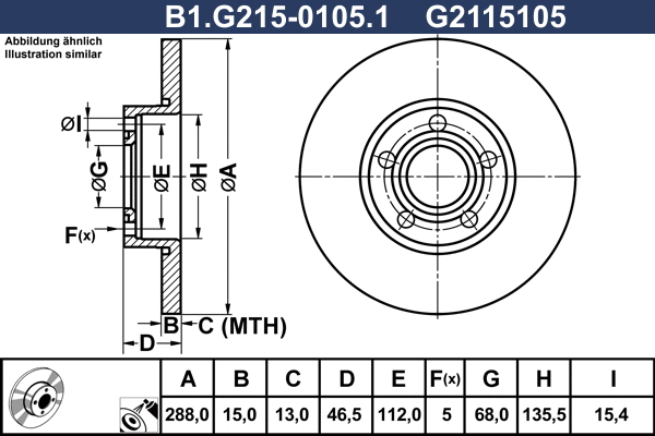 Disque de frein GALFER B1.G215-0105.1