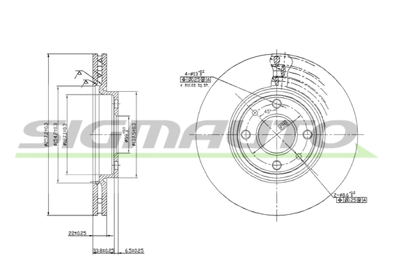 Disque de frein SIGMAUTO DBA762V