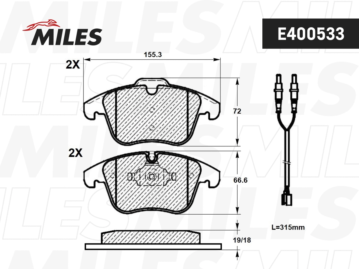 Kit de plaquettes de frein, frein à disque MILES E400533