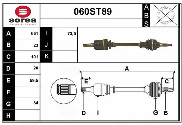 Arbre de transmission STARTCAR 060ST89