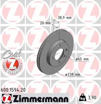 Disque de frein ZIMMERMANN 600.1594.20