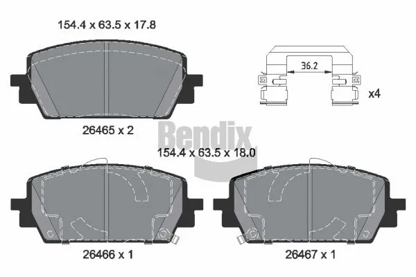 Kit de plaquettes de frein, frein à disque BENDIX Braking BPD2385