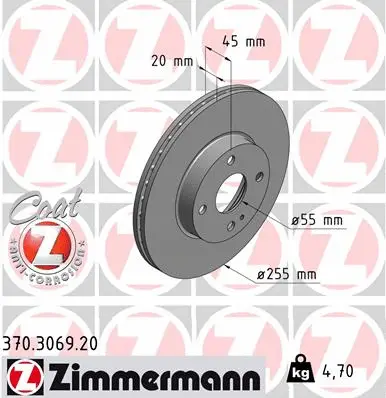 Disque de frein ZIMMERMANN 370.3069.20
