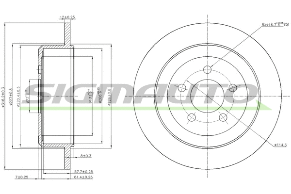 Disque de frein SIGMAUTO DBB760S