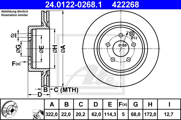Disque de frein ATE-APAC 24.0122-0268.1