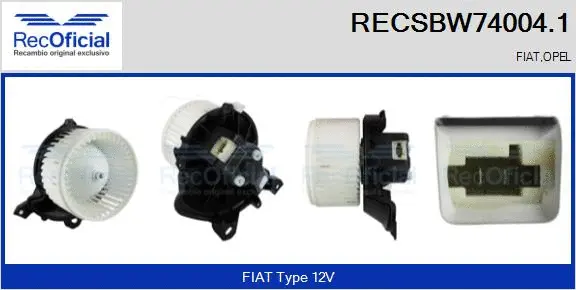 Pulseur d'air habitacle RECOFICIAL RECSBW74004.1