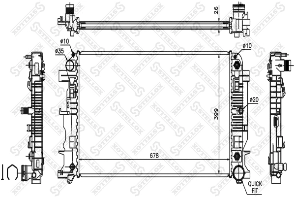 Radiateur, refroidissement du moteur STELLOX 10-26553-SX