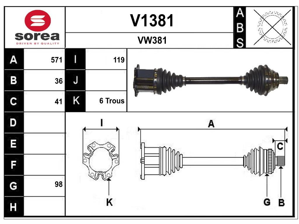 Arbre de transmission SNRA V1381