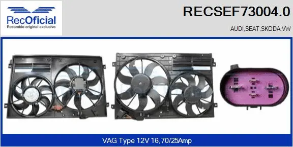 Moteur électrique, ventilateur pour radiateurs RECOFICIAL RECSEF73004.0