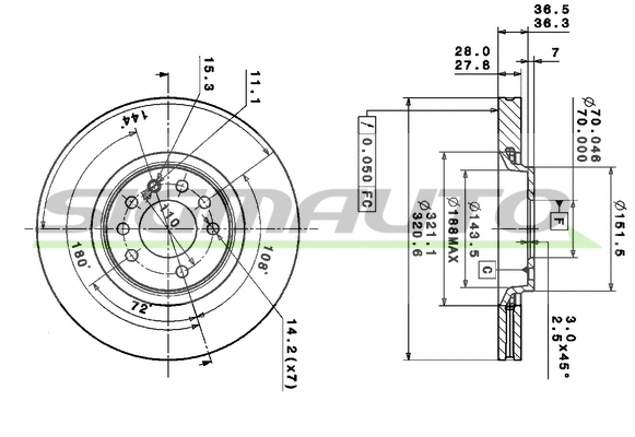 Disque de frein SIGMAUTO DBA104S