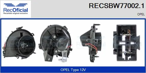 Pulseur d'air habitacle RECOFICIAL RECSBW77002.1