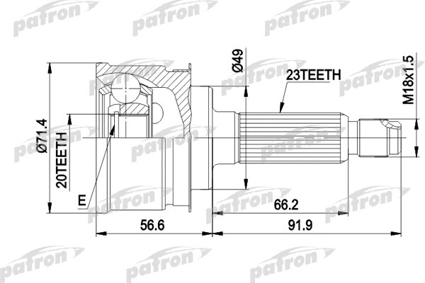 Jeu de joints, arbre de transmission PATRON PCV1361