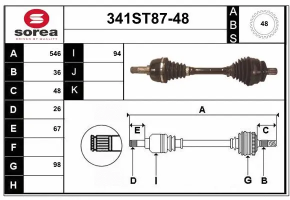 Arbre de transmission STARTCAR 341ST87-48
