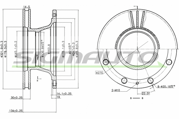 Disque de frein SIGMAUTO DB0106V
