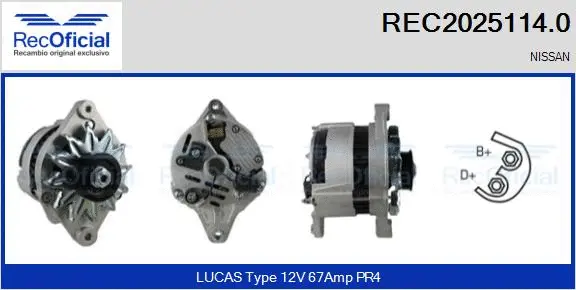 Alternateur RECOFICIAL REC2025114.0