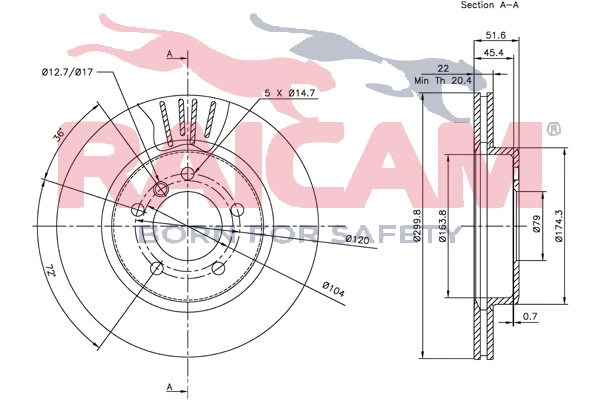 Disque de frein RAICAM RD00065