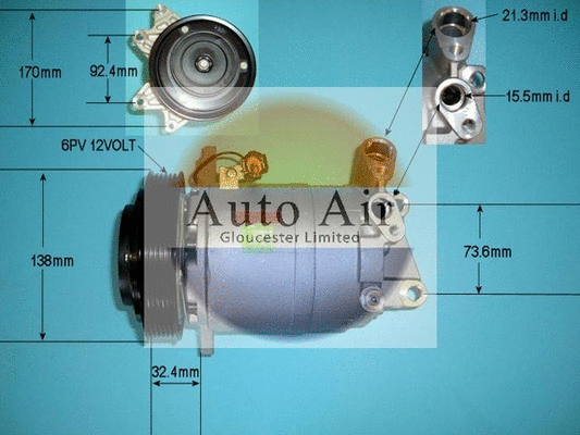 Compresseur, climatisation AUTO AIR GLOUCESTER 14-1454