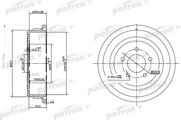Tambour de frein PATRON PDR1482