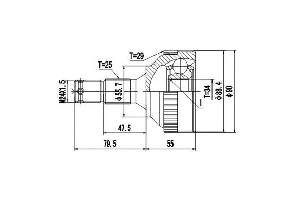 Jeu de joints, arbre de transmission DYNAMATRIX DCV845001