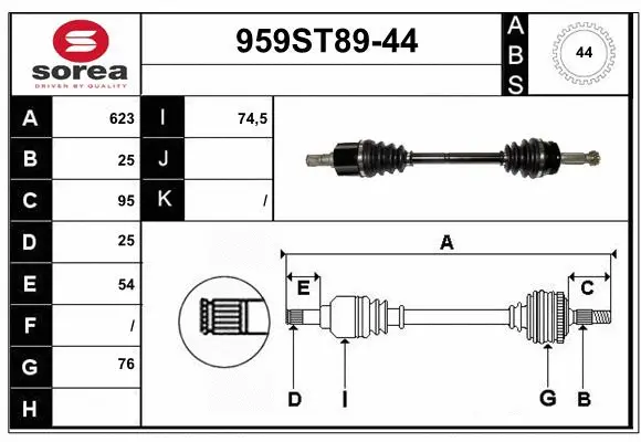 Arbre de transmission STARTCAR 959ST89-44