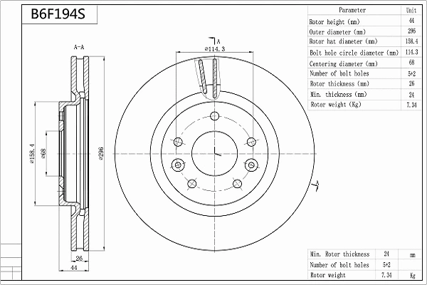 Disque de frein AISIN B6F194S