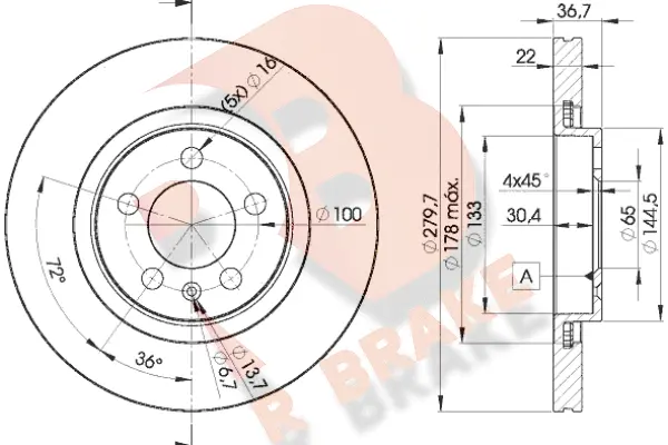 Disque de frein R BRAKE 78RBD25603