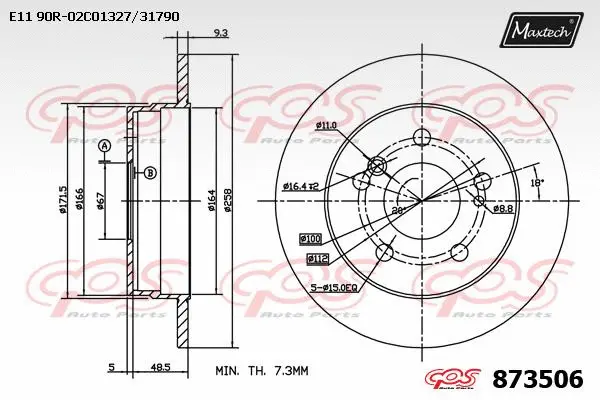 Disque de frein MAXTECH 873506