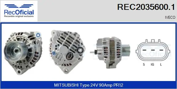 Alternateur RECOFICIAL REC2035600.1