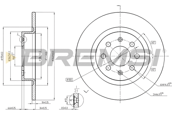 Disque de frein BREMSI CD7299S