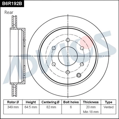 Disque de frein ADVICS B6R192B