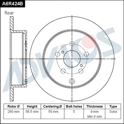 Disque de frein ADVICS A6R424B