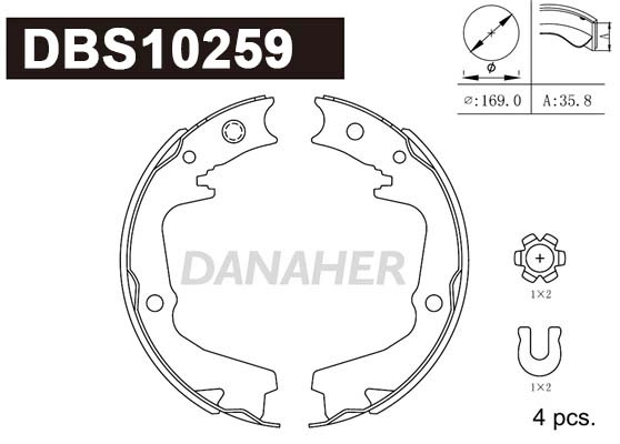 Jeu de mâchoires de frein, frein de stationnement DANAHER DBS10259