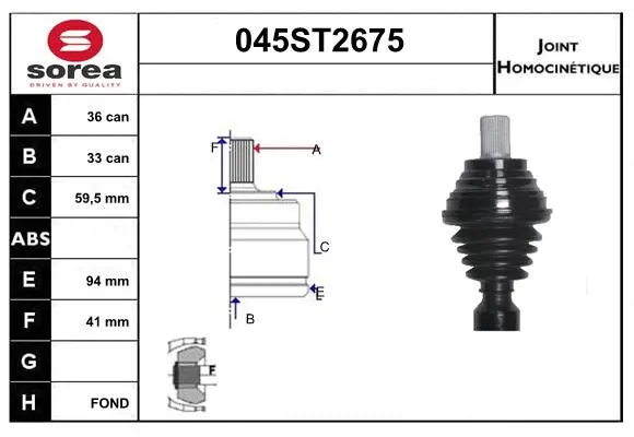 Jeu de joints, arbre de transmission STARTCAR 045ST2675