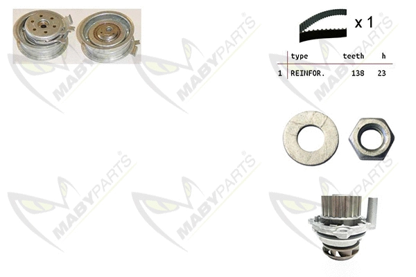Pompe à eau + kit de courroie crantée MABYPARTS OBKWP0086