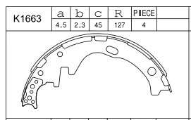 Jeu de mâchoires de frein ASIMCO K1663