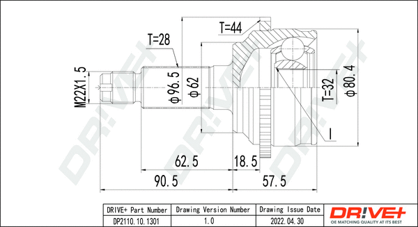 Jeu de joints, arbre de transmission Dr!ve+ DP2110.10.1301