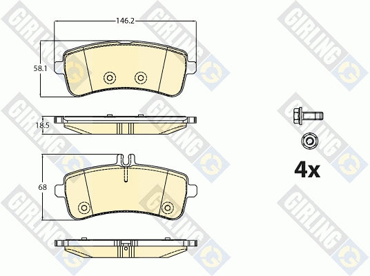 Kit de plaquettes de frein, frein à disque GIRLING 6120791