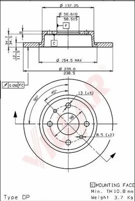 Disque de frein VILLAR 628.1508
