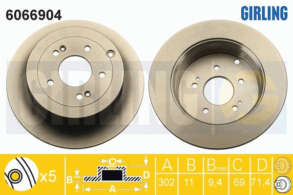Disque de frein GIRLING 6066904