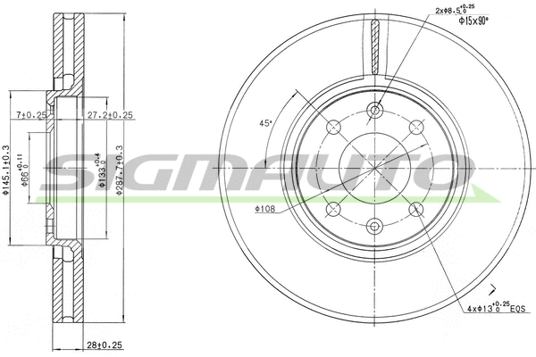 Disque de frein SIGMAUTO DBB106V