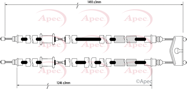 Tirette à câble, frein de stationnement APEC CAB1591
