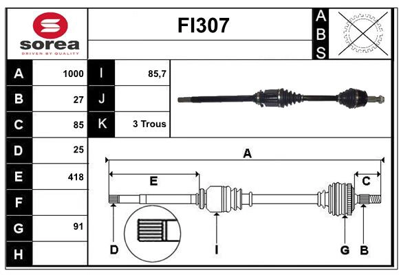 Arbre de transmission SERA FI307