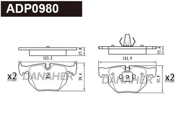 Kit de plaquettes de frein, frein à disque DANAHER ADP0980