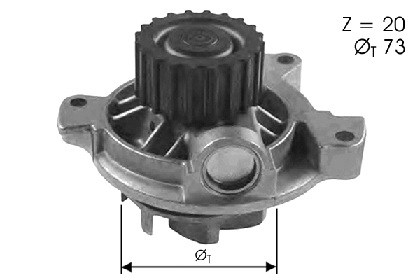 Pompe à eau, refroidissement du moteur TECDRIVE TPAE0044