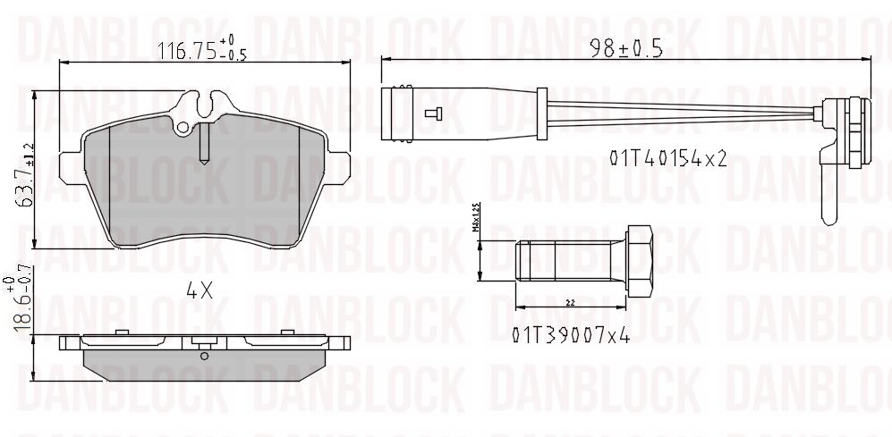 Kit de plaquettes de frein, frein à disque DANBLOCK DB 510986