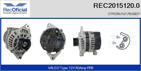 Alternateur RECOFICIAL REC2015120.0