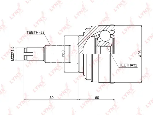 Jeu de joints, arbre de transmission LYNXAUTO CO-3401