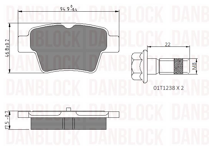 Kit de plaquettes de frein, frein à disque DANBLOCK DB 510514